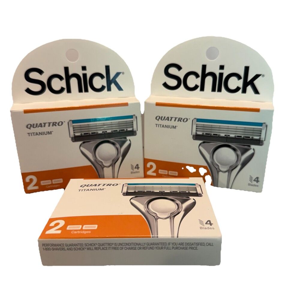 3X Schick Quattro Titanium Mens Razor Cartridges Refill total SIX NEW
